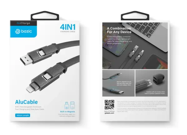 BAZIC AluCable 4IN1 CHARGING CABLE 100CM | BLACK